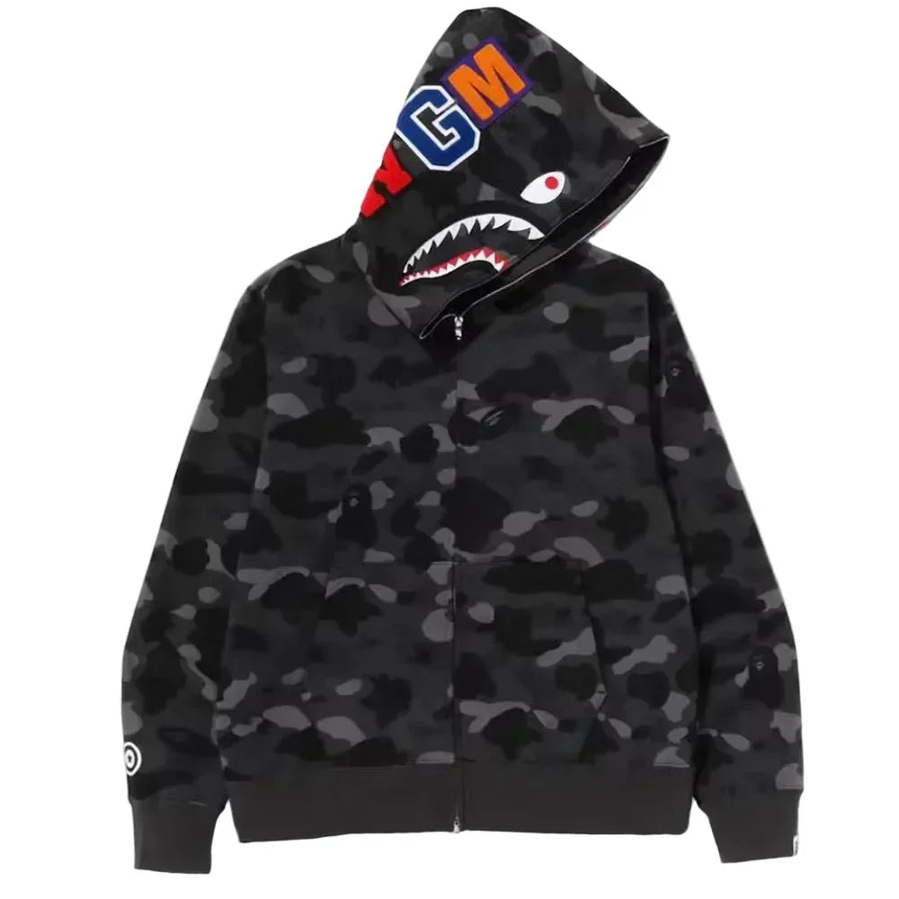 BAPE Color Camo Shark Full Zip Hoodie Black