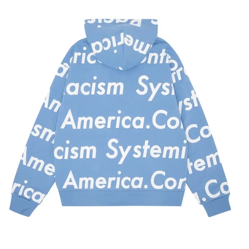 Denim Tears x Arthur Jafa Systemic Racism Controls America Zip Up Hoodie Dusty Blue