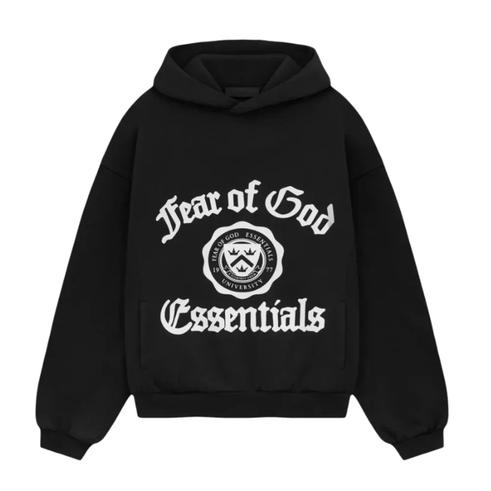 Fear of God Essentials Heavy Fleece Vintage Shrunken Hoodie Black