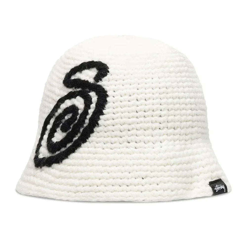 Stussy Swirly S Knit Bucket Hat Bone