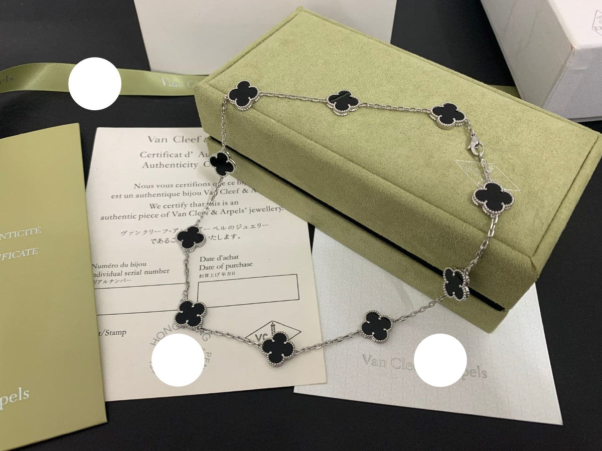 Van Cleef & Arpels Vintage Alhambra Black 10 Motifs Clover Necklace
